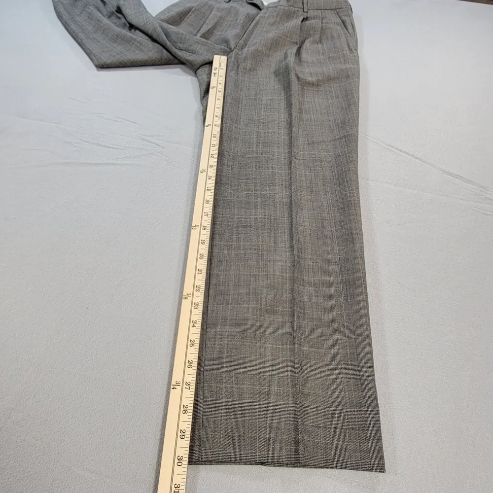 Oscar de la Renta 2 Piece Suit 100% Wool Glen Plaid Gray Classic Men's 42R 34x30